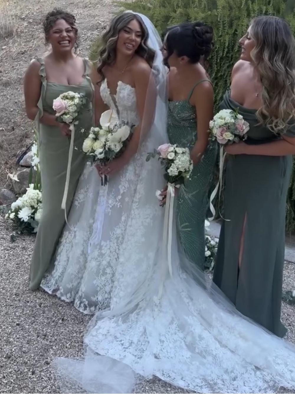 Birdy Grey Olive Green Off-Shoulder Maxi Dress with Front Slit